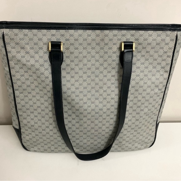 Micro GG classic vintage Navy blue Gucci tote! Computer bag. Pockets. Clean - Picture 3 of 11